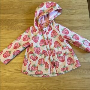 Pink Chicken Strawberry Print Raincoat Pink Red